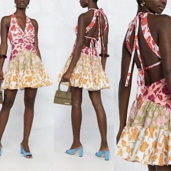 SOLD NWT Zimmermann Lovestruck V-neck Halter Mini Dress Sz US 10 - Picture 14 of 15